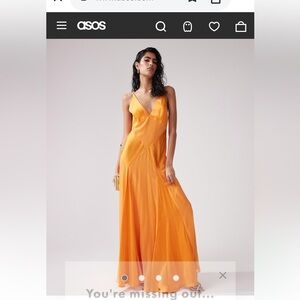 NWT ASOS Edition Women's Satin  Cami Maxi Dress Orange Size 14.